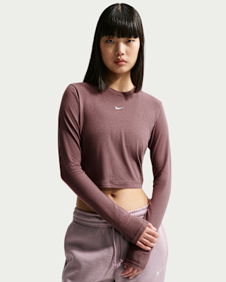 Женские  Nike Sportswear Chill Knit Slim Long-Sleeve Cropped Top