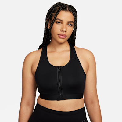Bra deportivo con cierre al frente y almohadilla de media sujeción para  mujer Nike Dri-FIT Swoosh. Nike MX