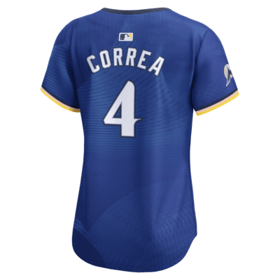 Jersey Nike Dri-FIT ADV de la MLB Limited para mujer Carlos Correa Minnesota Twins City Connect