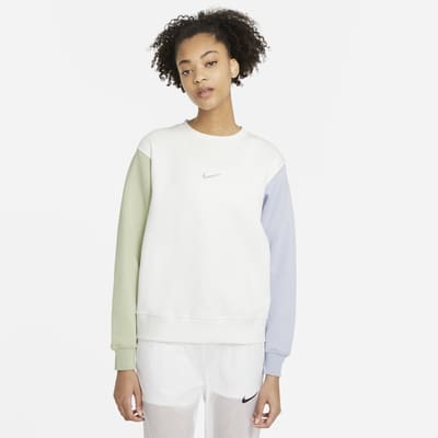 Nike Sportswear Swoosh Damesshirt met ronde hals. Nike NL NIKE SPORTSWEAR SWOOSH TRUI WIT DAMES