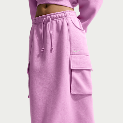 Falda midi cargo para mujer Nike Sportswear Phoenix Fleece