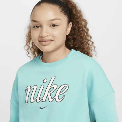 Dívčí volnější mikina Nike Sportswear Club Fleece s kulatým výstřihem