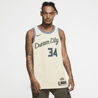 Nike Milwaukee Bucks 2019 Giannis Antetokounmpo Cream City Swingman Jersey  40 Sm