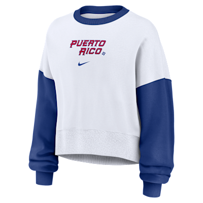 Sudadera de cuello redondo sin cierre Nike para mujer Puerto Rico National Baseball Team 2026 World Baseball Classic