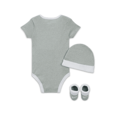 Nike Baby (0-6M) Bodysuit, Hat and Booties Box Set.