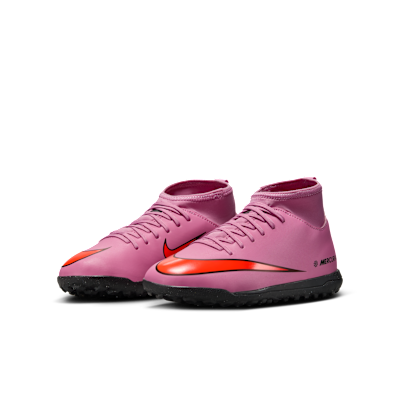 Tacos de fútbol para pasto sintético (turf) de corte high para niños de preescolar y grandes Nike Jr. Mercurial Superfly 10 Club
