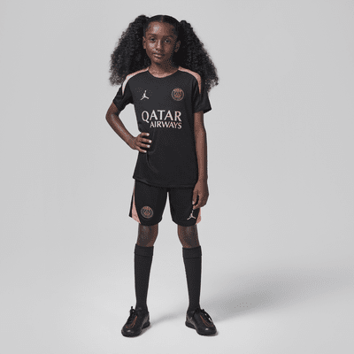 Paris Saint-Germain Strike Third Jordan Dri-FIT Kurzarm-Fußballoberteil aus Strickmaterial (ältere Kinder)