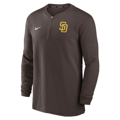 Playera de manga larga Nike Dri-FIT de la MLB de medio cierre para hombre San Diego Padres Authentic Collection Game Time