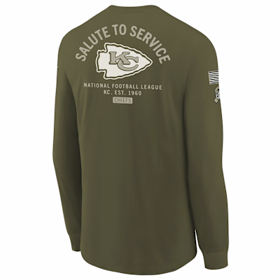 Kansas City Chiefs Salute to Service Sideline Big Kids’ Nike NFL Long-Sleeve T-Shirt