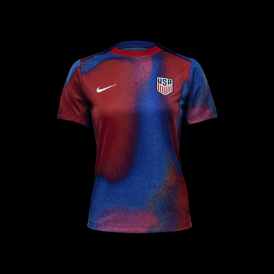 Playera de fútbol de manga corta Nike Dri-FIT para antes del partido para mujer USMNT Academy Pro