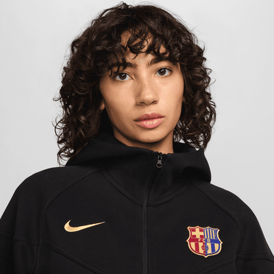 Damska bluza piłkarska z kapturem i zamkiem na całej długości Nike FC Barcelona Tech Fleece Windrunner