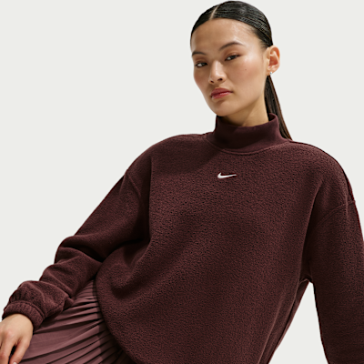 나이키 스포츠웨어 피닉스 플러시 여성 코지 플리스 오버사이즈 모크넥 탑