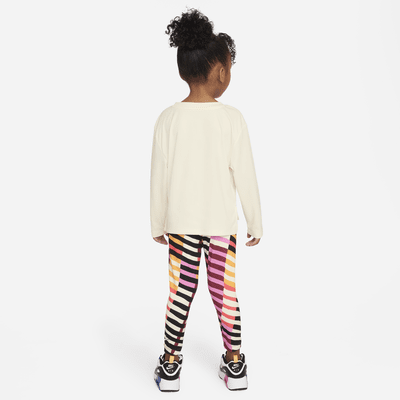 Nike Long Sleeve Tee and Printed Leggings Set Toddler 2-Piece Dri-FIT Set