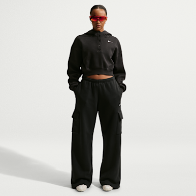 Nike Sportswear Phoenix Fleece Cropped oversized Henley-hoodie voor dames