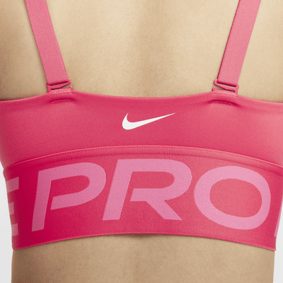 สปอร์ตบราผู้หญิงซัพพอร์ตระดับกลางเสริมฟองน้ำ Nike Pro Indy Plunge