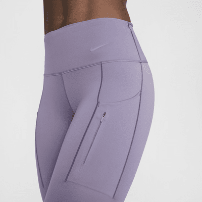 Leggings Nike Go i 7/8-längd med fast stöd, mellanhög midja och fickor för kvinnor