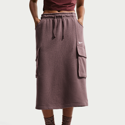 Falda midi cargo para mujer Nike Sportswear Phoenix Fleece