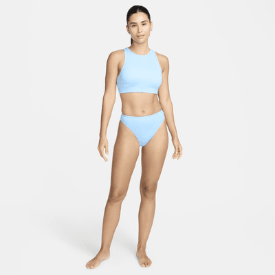 Top de bikini de cuello alto para mujer Nike Swim Elevated Essential