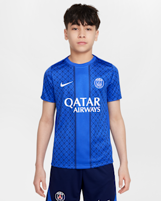 Детские шорты Paris Saint-Germain Academy Pro Home Big Kids' Nike Dri-FIT Soccer Pre-Match Short-Sleeve Top