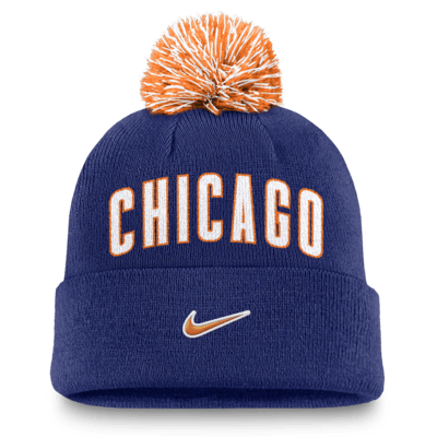 Gorro con dobladillo y pompón Nike de la MLB para hombre Chicago Cubs Peak