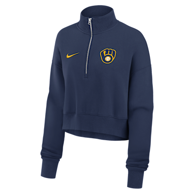 Milwaukee Brewers Phoenix Women's Nike MLB Cropped 1/4-Zip Crew