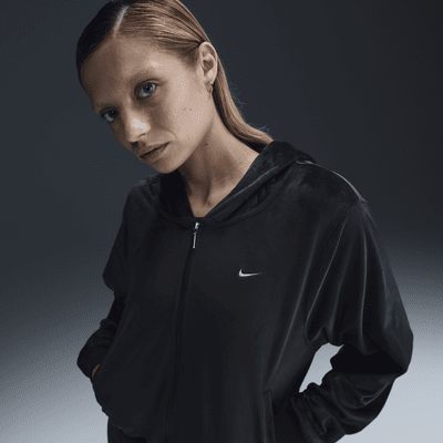 Nike Sportswear Chill Knit Sudadera con capucha de velvetón con cremallera completa y ajuste holgado - Mujer