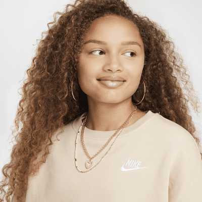 Nike Sportswear Club Fleece sweatshirt met ronde hals en recht design voor meisjes