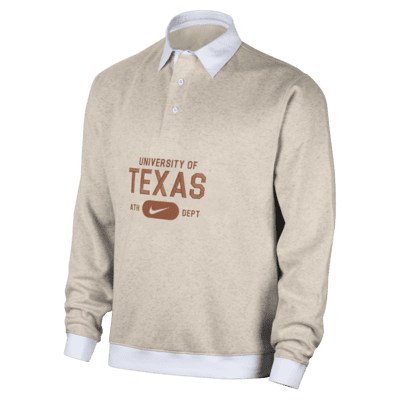 Polo de manga larga universitaria Nike para hombre Texas Club Fleece