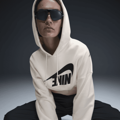 Sudadera con gorro sin cierre de French Terry oversized cropped para mujer Nike Sportswear