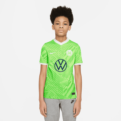 VfL Wolfsburg 2021/22 Stadium Home Older Kids' Football Shirt. Nike GB