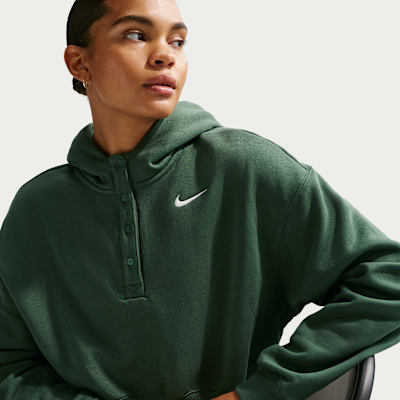 Oversized Nike Sportswear Phoenix Fleece kort henley-hættetrøje til kvinder