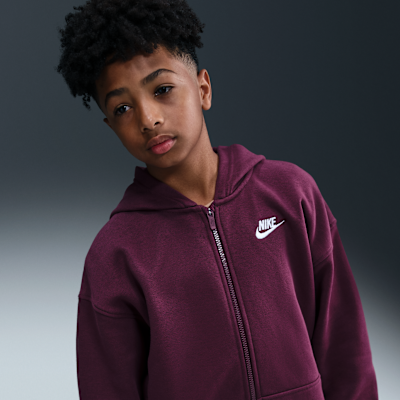 Nike Sportswear Club Fleece oversized hoodie met rits voor kids