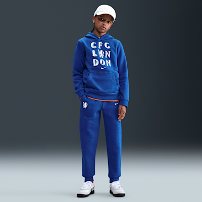 Chelsea FC Club Nike kapucnis, belebújós futballpulóver nagyobb gyerekeknek (fiúknak)