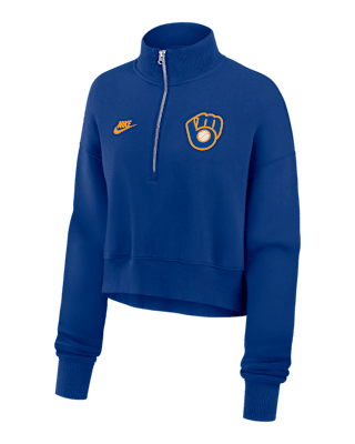 Женские  Milwaukee Brewers Cooperstown Phoenix Nike MLB Cropped 1/2-Zip Crew