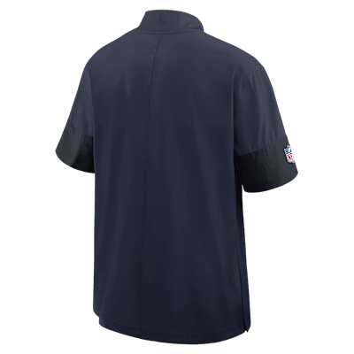 Chamarra de manga corta Nike de la NFL con gorro de medio cierre para hombre New England Patriots Sideline Coach