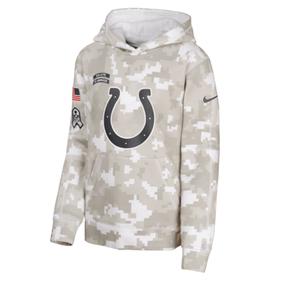 Sudadera con gorro sin cierre Nike de la NFL para niños talla grande Indianapolis Colts Salute to Service Primary Edge Club