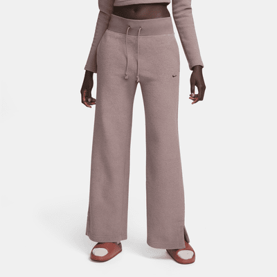 Pantaloni confortevoli in fleece a gamba larga e vita alta Nike Sportswear Phoenix Plush – Donna