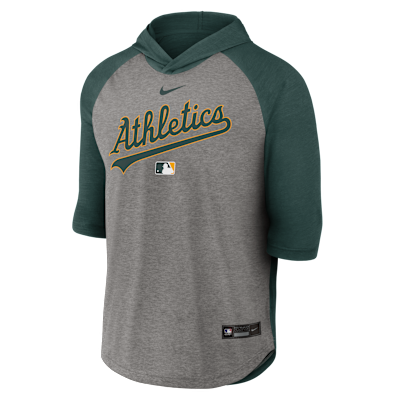 Athletics Authentic Collection Flux Men's Nike Dri-FIT MLB 3/4-Sleeve Hooded T-Shirt