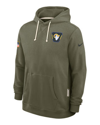 Мужское худи Los Angeles Rams Salute to Service Sideline Dominant Force Nike Dri-FIT NFL Pullover Hoodie
