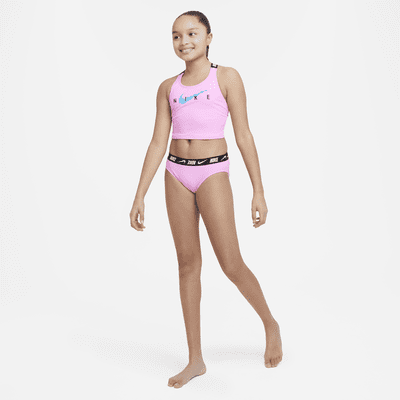 Nike-midkinisvømmesæt med krydsryg til større børn (piger)