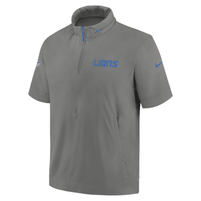 Detroit Lions Sideline Coach Men's Nike NFL 1/2-Zip Short-Sleeve Hooded Jacket