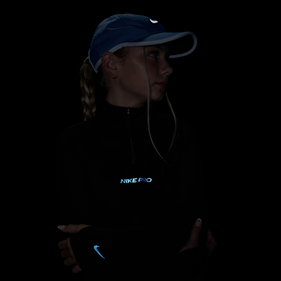Nike Pro Therma-FIT langermet trøye med glidelås i halv lengde til store barn (jente)