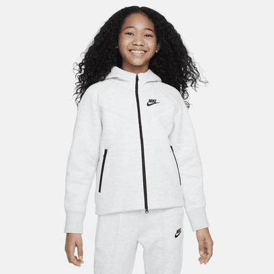 Nike Sportswear Tech Fleece-hættetrøje med lynlås til større børn (piger)