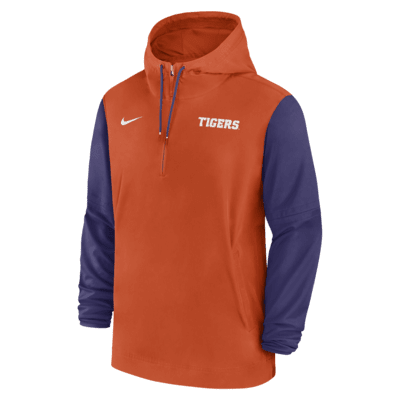 Chamarra universitaria Nike con gorro de medio cierre para hombre Clemson Tigers Sideline Pre-Game Player