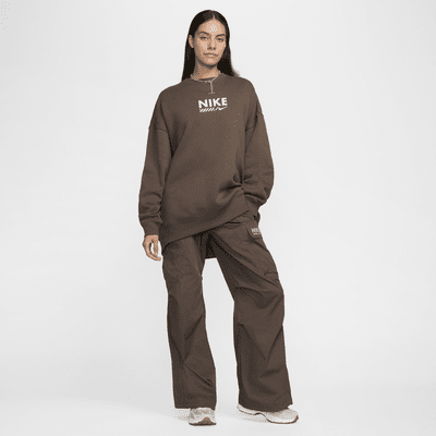 Oversized Nike Sportswear-sweatshirt i fleece med rund hals til kvinder