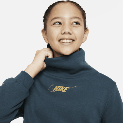 Sudadera de manga larga de cuello de embudo para niñas talla grande Nike Sportswear Club Fleece