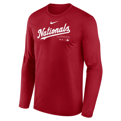 Playera de manga larga Nike Dri-FIT de la MLB para hombre Washington Nationals Authentic Collection Practice