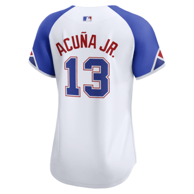 Jersey Nike Dri-FIT ADV de la MLB Limited para mujer Ronald Acuña Jr. Atlanta Braves City Connect