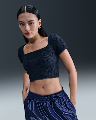 Женские шорты Nike Sportswear Phoenix Cozy Bouclé Short-Sleeve Cropped Knit Top