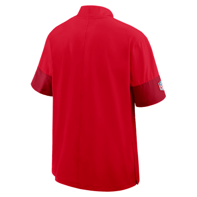 Kansas City Chiefs Sideline Coach Men's Nike NFL 1/2-Zip Short-Sleeve Hooded Jacket
